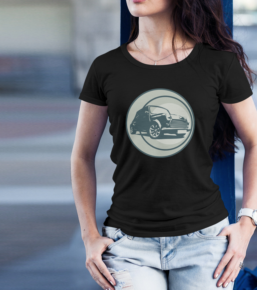 Austin Mini Classic Car Vintage Circle Motif T-Shirt
