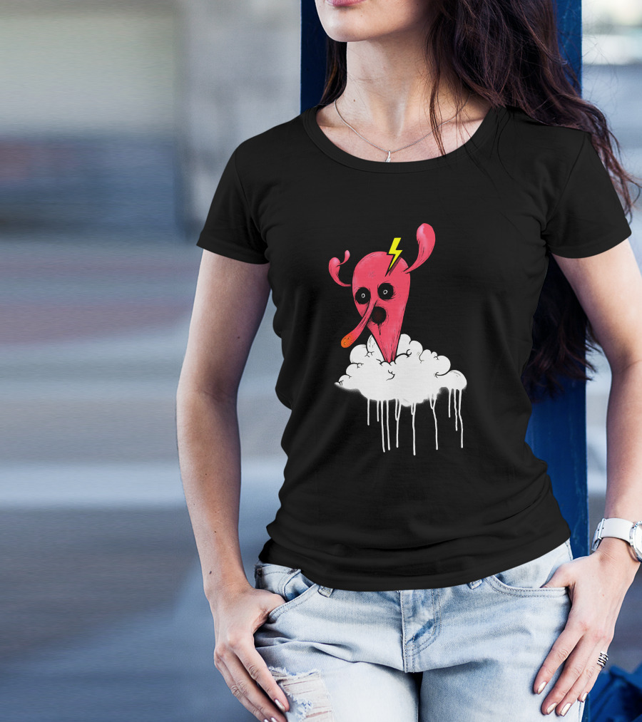 Balloon Head Lightning Strike On Dripping Cloud T-Shirt