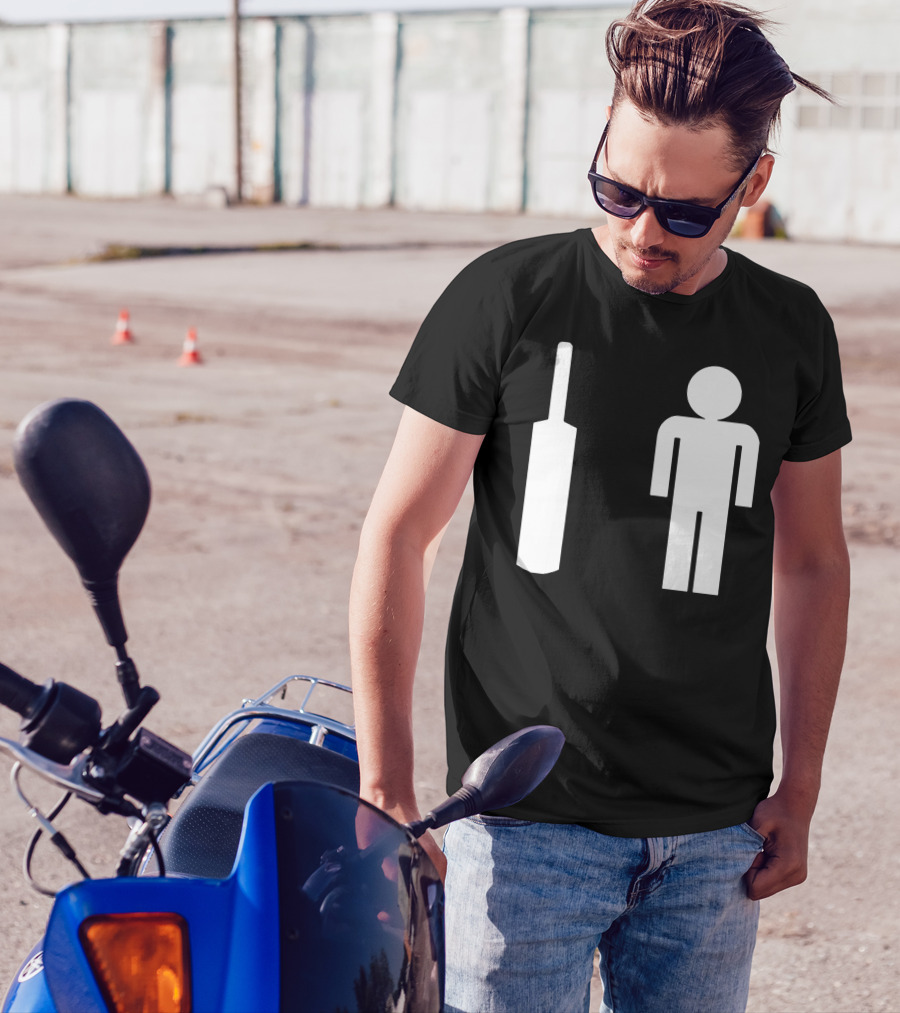 Bat Man Cricket Stick Figure T-Shirt