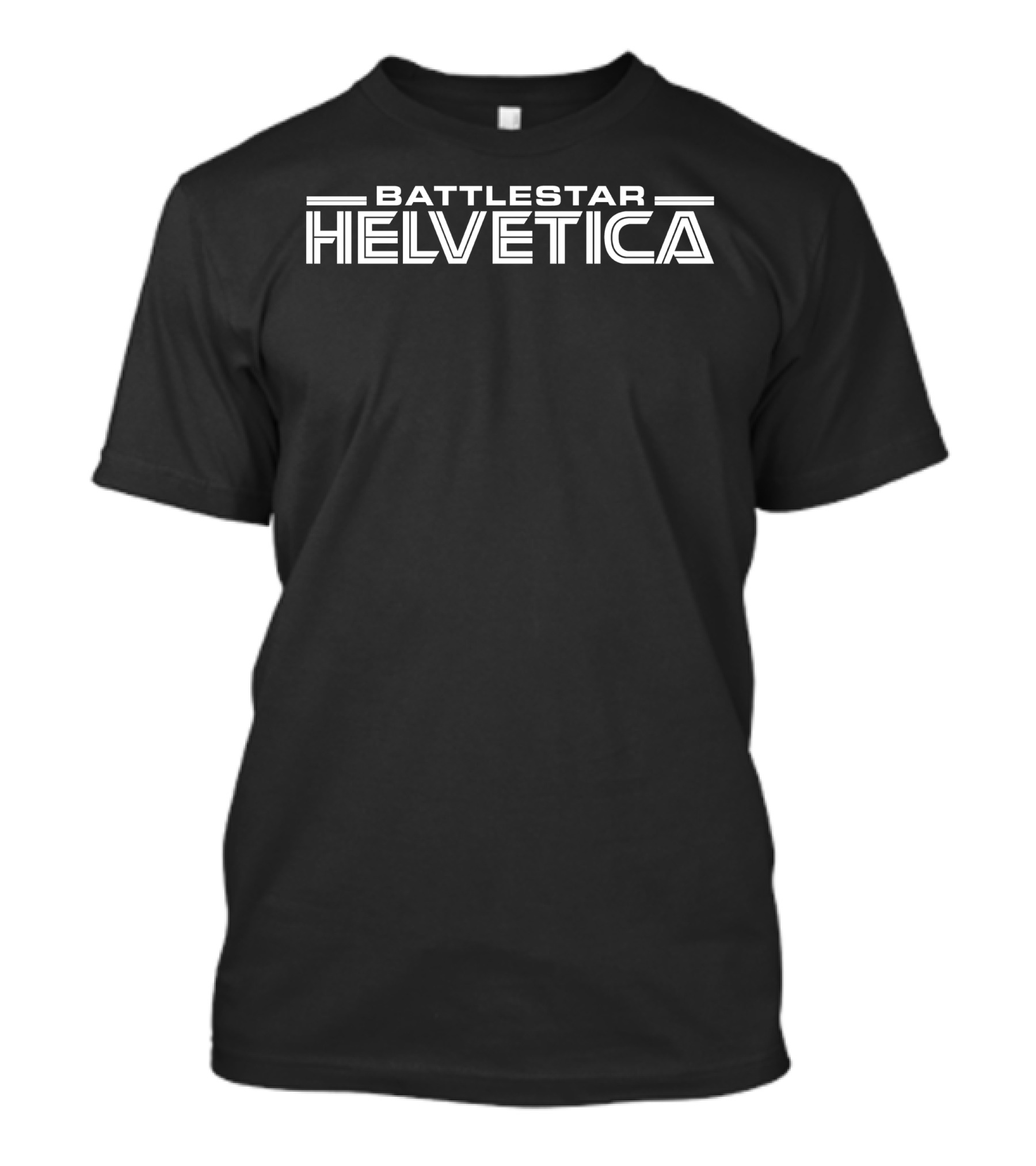 BATTLESTAR HELVETICA Tee With Sci-Fi Typography T-Shirt