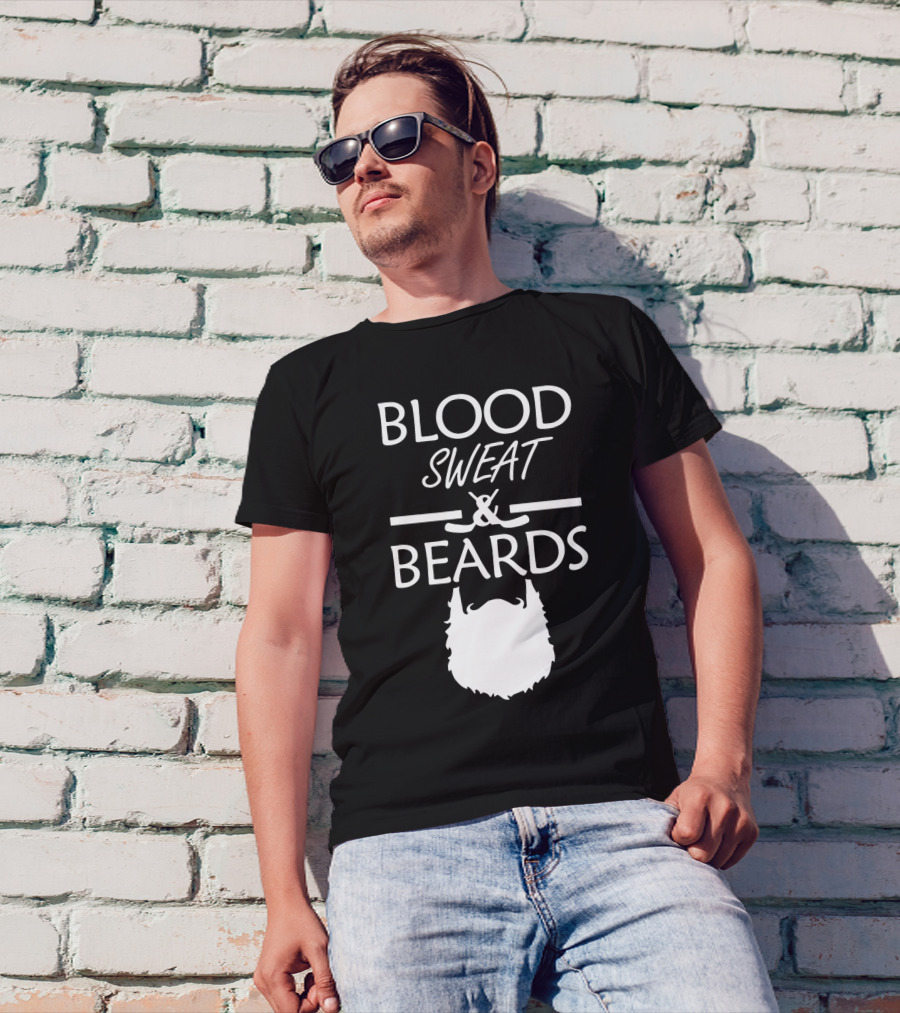 Blood Sweat And Beards Playoff Hockey T-Shirt