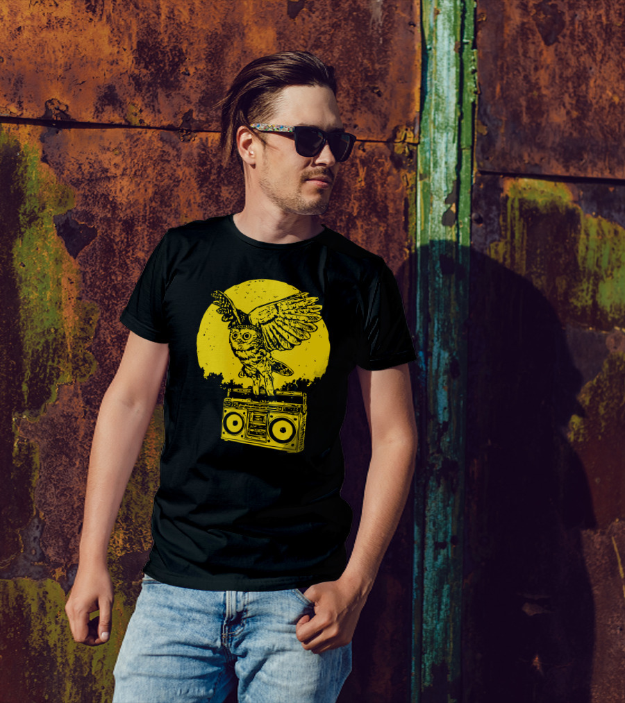 Beats Owl Boombox Moon Scene T-Shirt