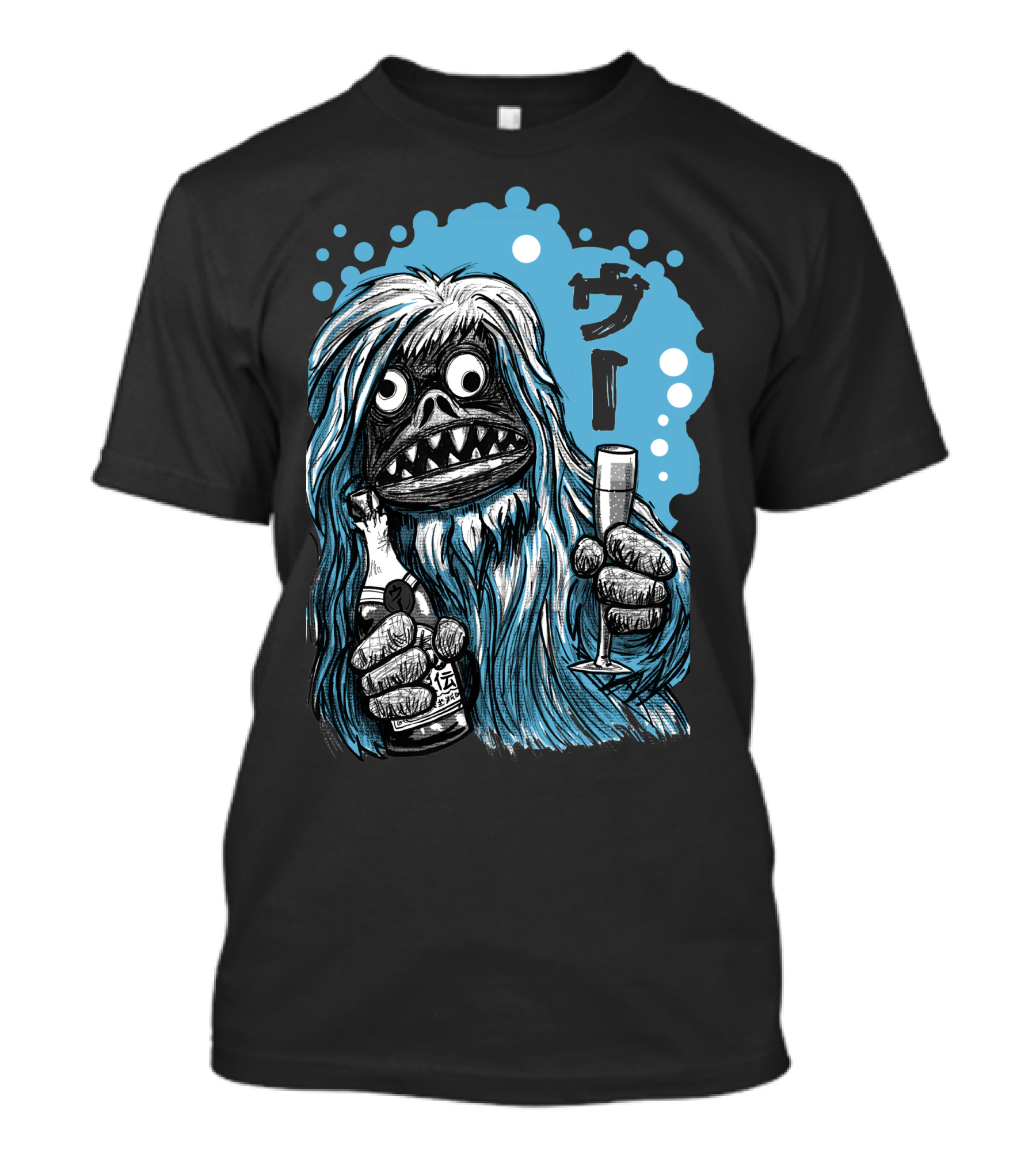 Champagne Monster Woo Kanji Bubbles T-Shirt