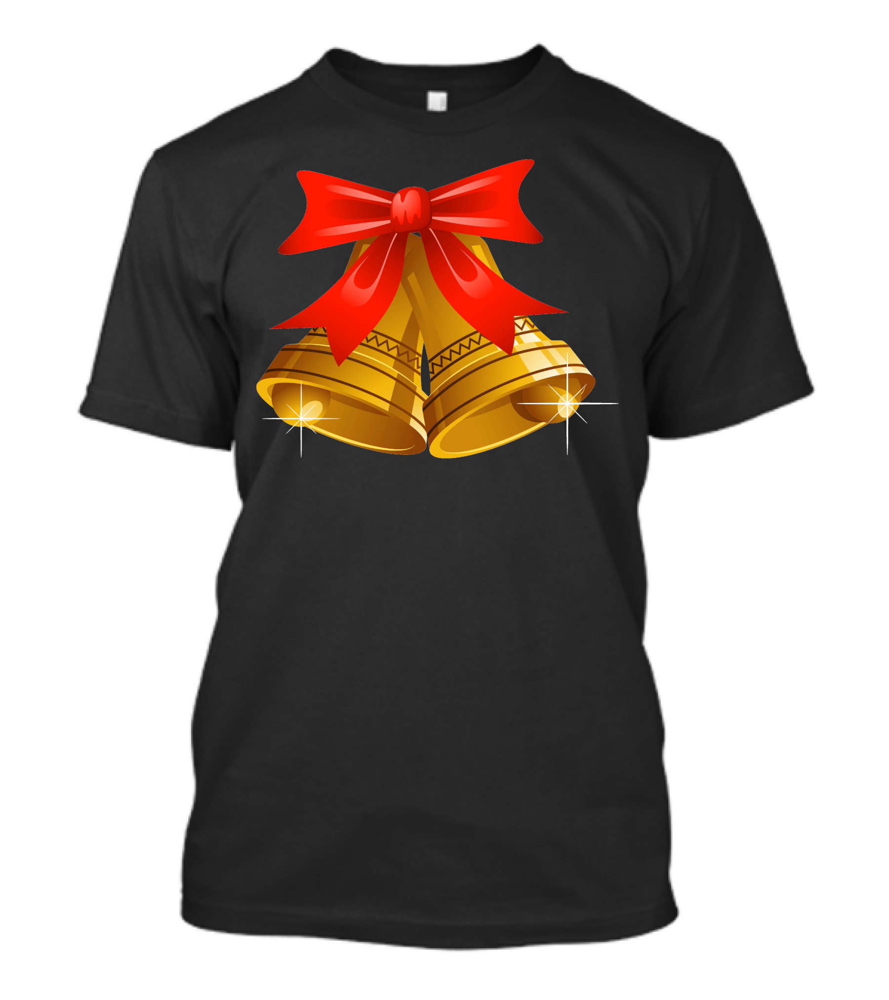 Golden Bells With Red Ribbon Christmas T-Shirt
