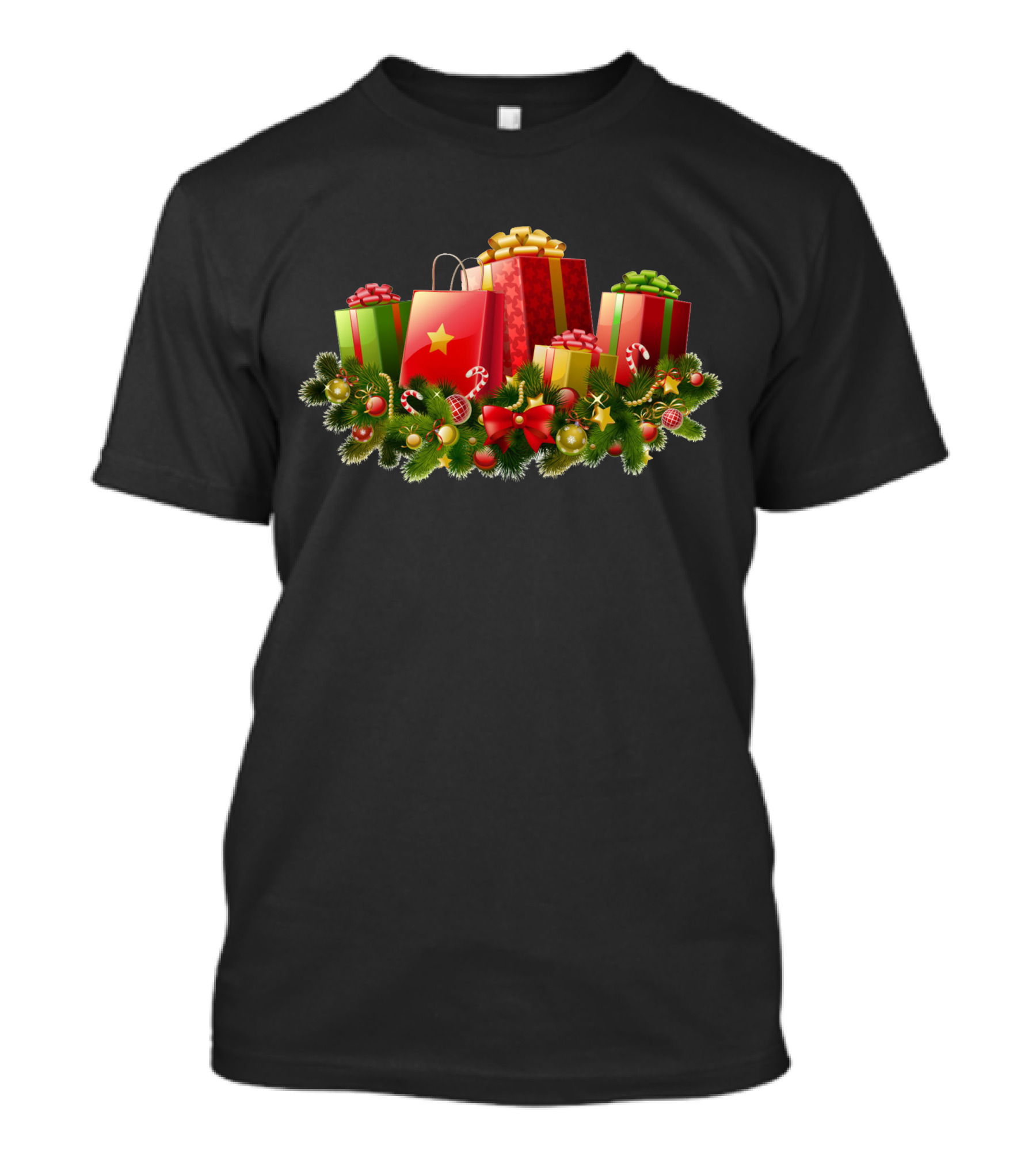 Christmas Presents And Candy Cane Wreath T-Shirt