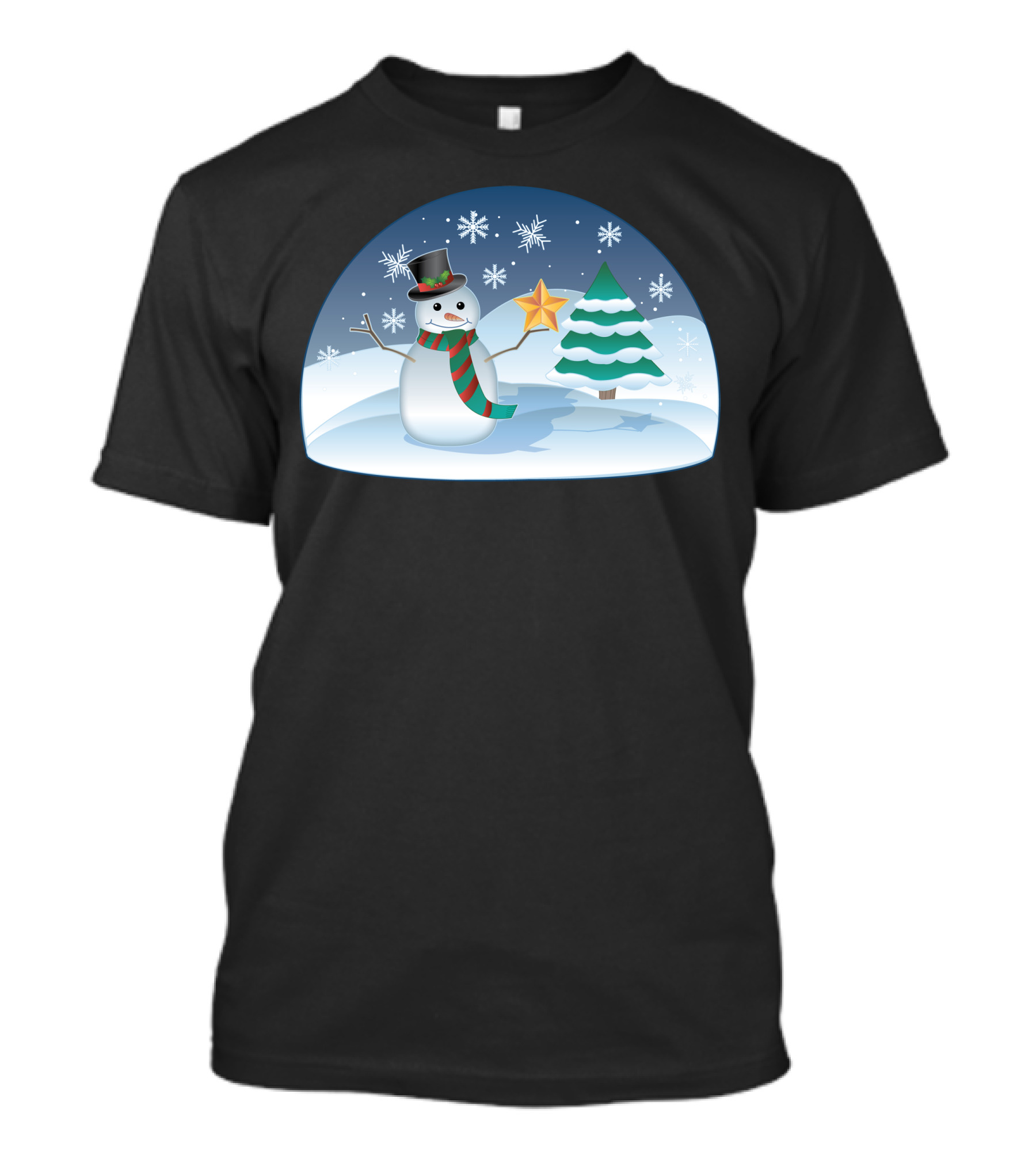 Christmas Scenes Snowman With Starry Night And Tree T-Shirt