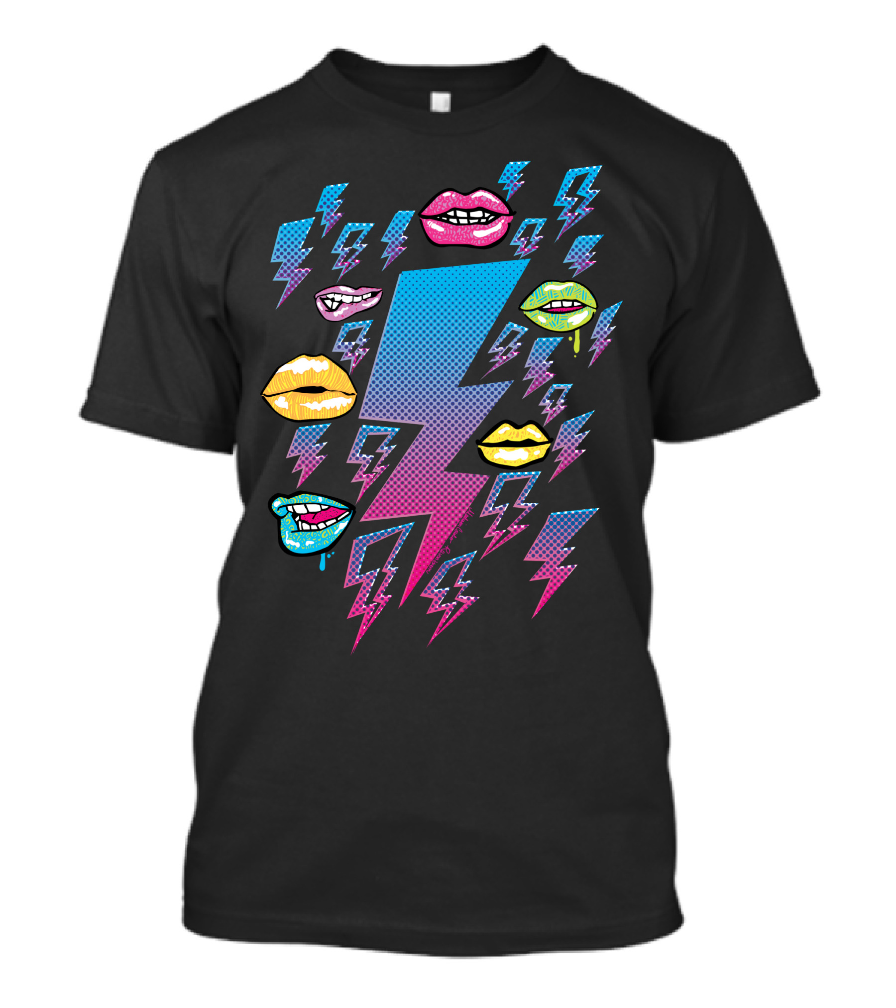 Electric Kiss Colorful Lightning Lips Pop T-Shirt