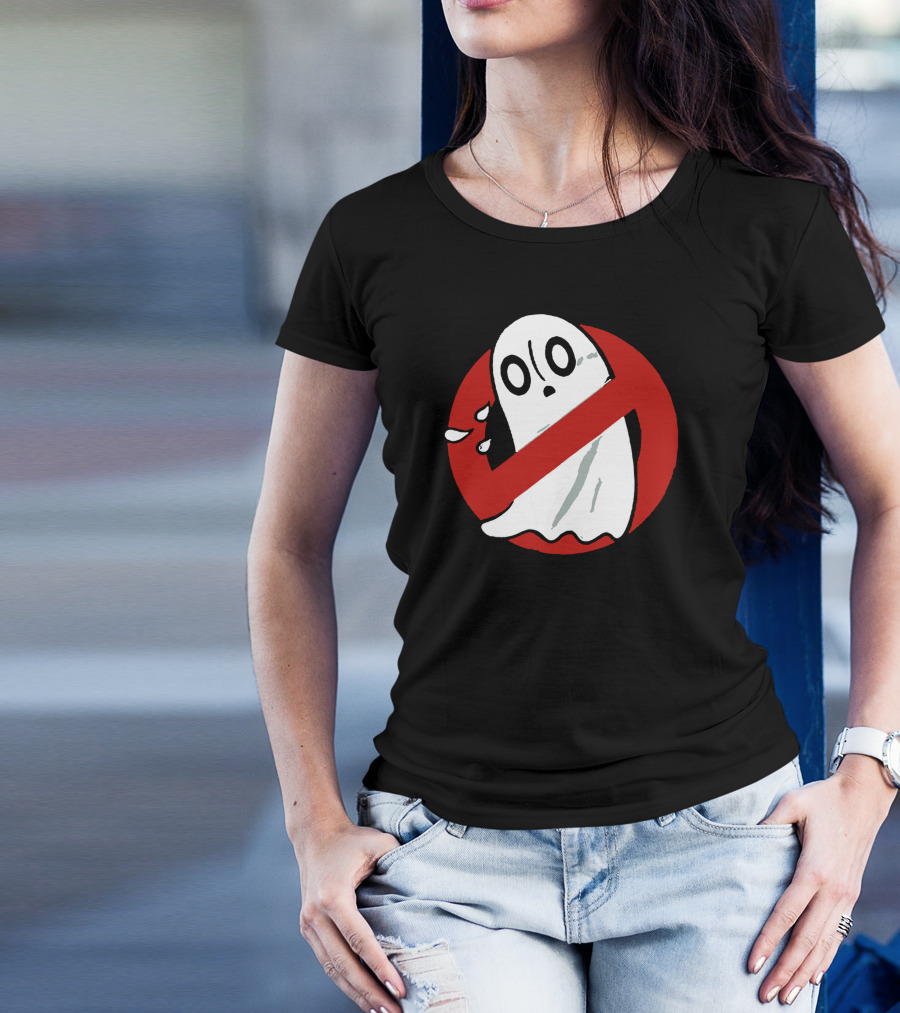 Ghostblookers No Ghost Symbol Scared Cartoon Ghost T-Shirt
