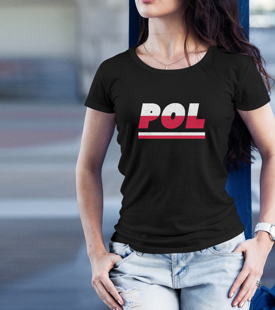 POL Poland Polish ISO Code 3166 Red White Design With Stripes T-Shirt