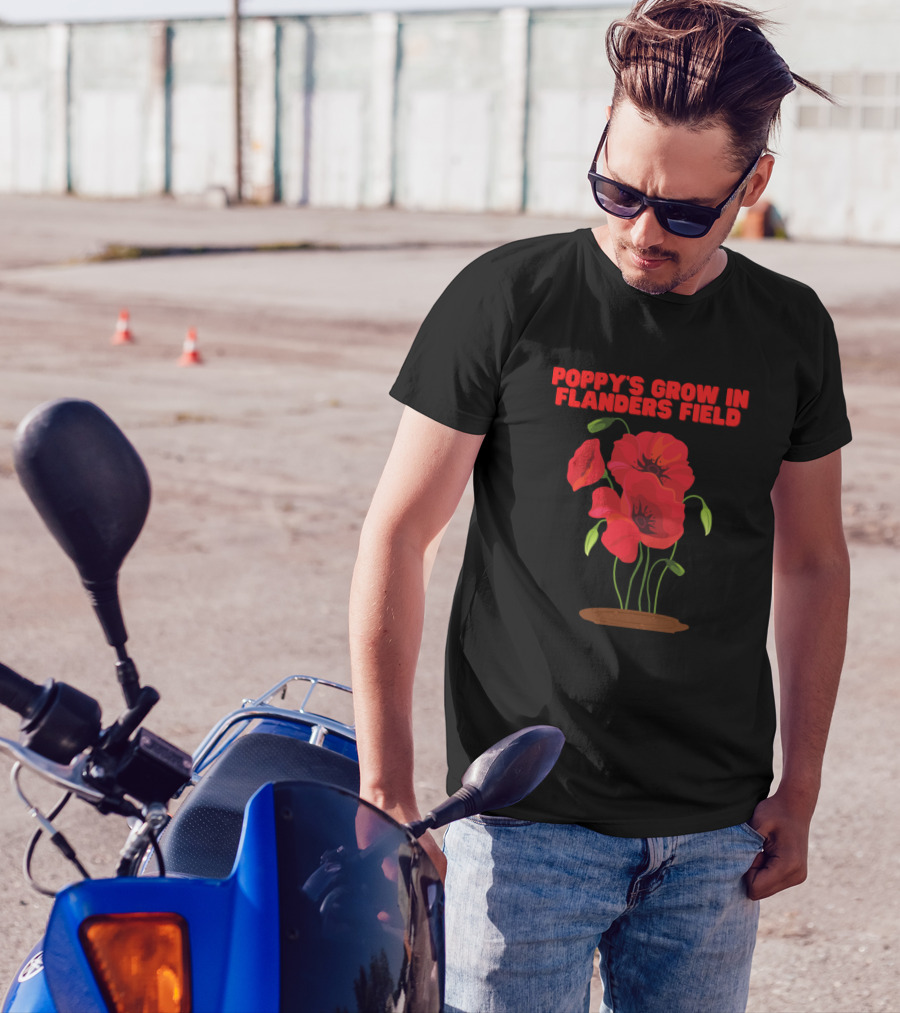 Poppy's Grow In Flanders Field Veterans Day Remembrance T-Shirt