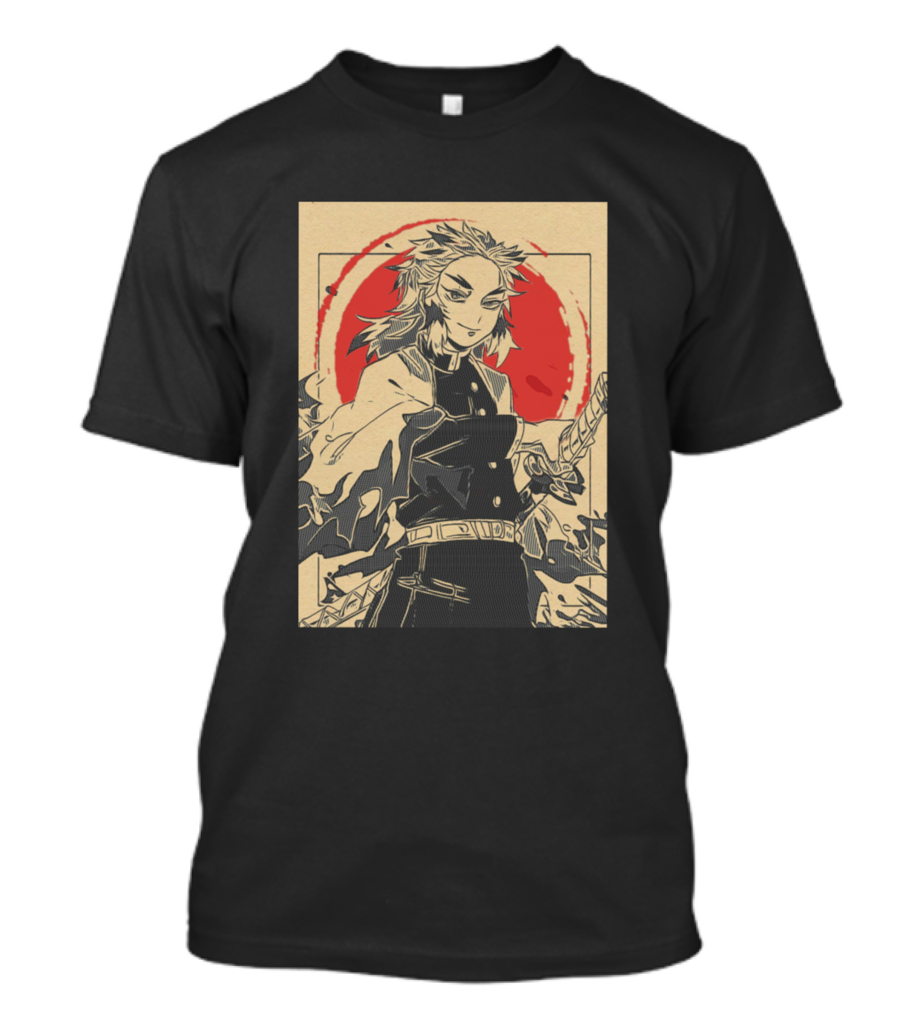 Rengoku Kyojuro Kimetsu No Yaiba Demon Slayer Red Sun Background T-Shirt