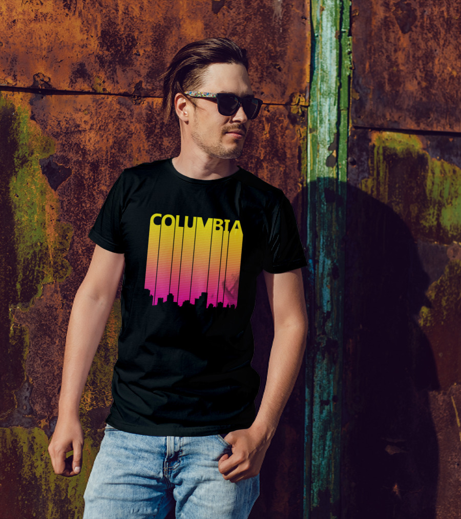 Columbia Skyline Retro 1980s Gradient T-Shirt