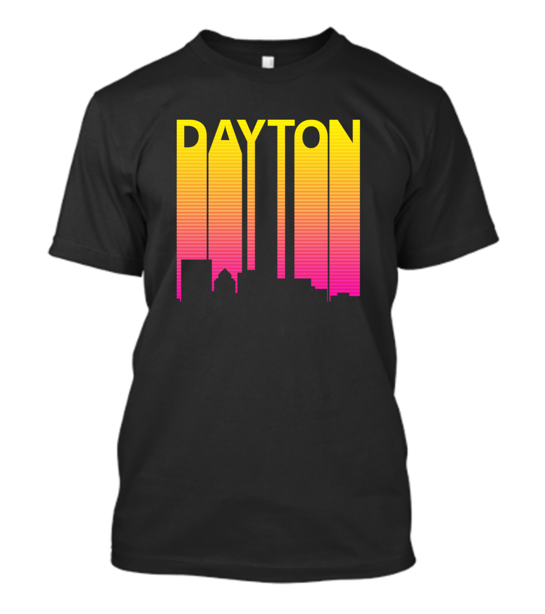 Dayton Skyline Retro 1980s Style Gradient Text T-Shirt