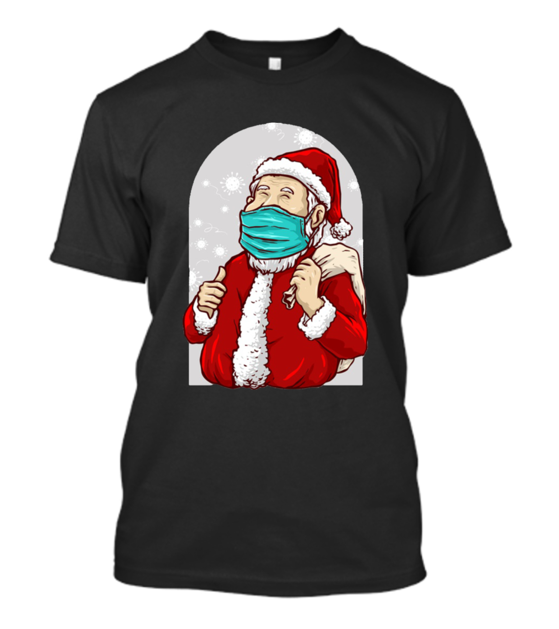 Santa Claus With Mask And Sack Of Gifts During Pandemic Holiday Season T-Shirt