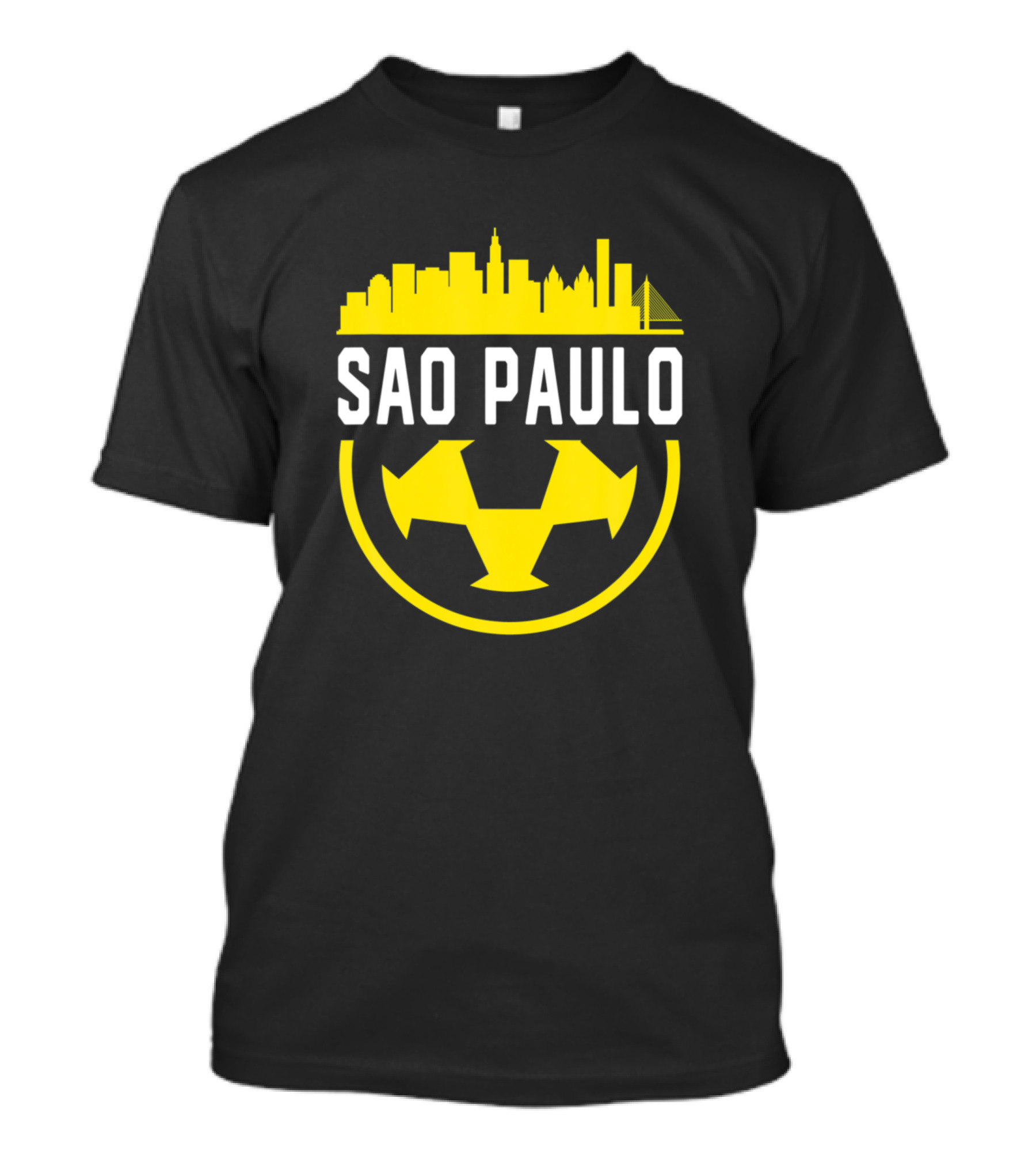 Sao Paulo Soccer Fan Vintage Skyline Yellow T-Shirt