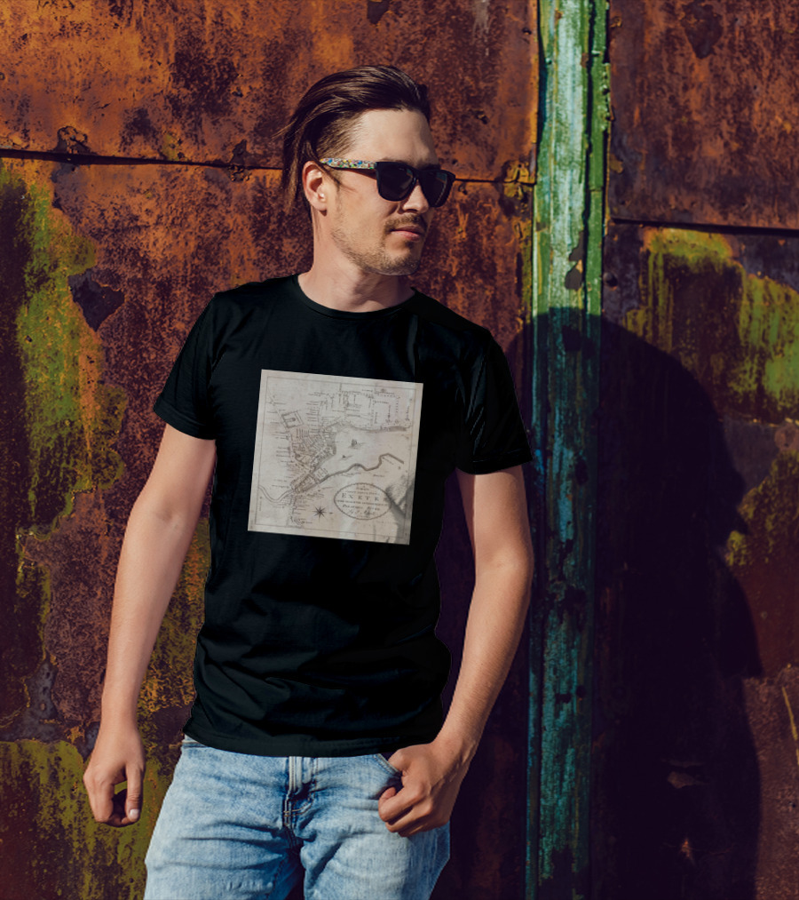 Exeter Map 1802 Portsmouth Road Bridge River Detailed Vintage Chart T-Shirt
