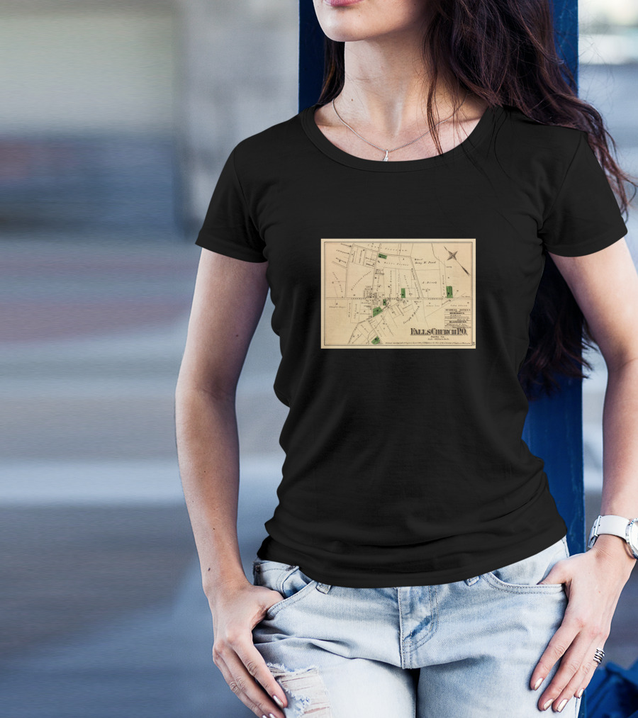 Falls Church Virginia Historic Map 1879 Detailed Property Layout T-Shirt