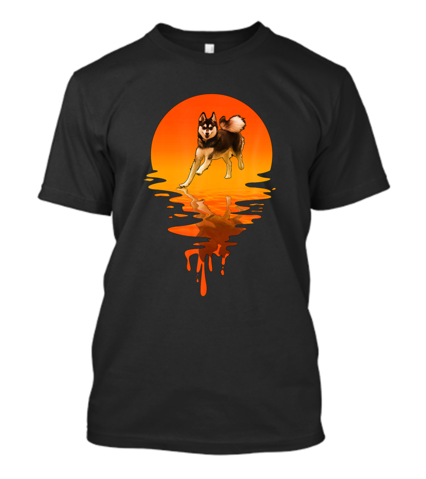 Vintage Style Alaskan Klee Kai Sunset Reflection T-Shirt
