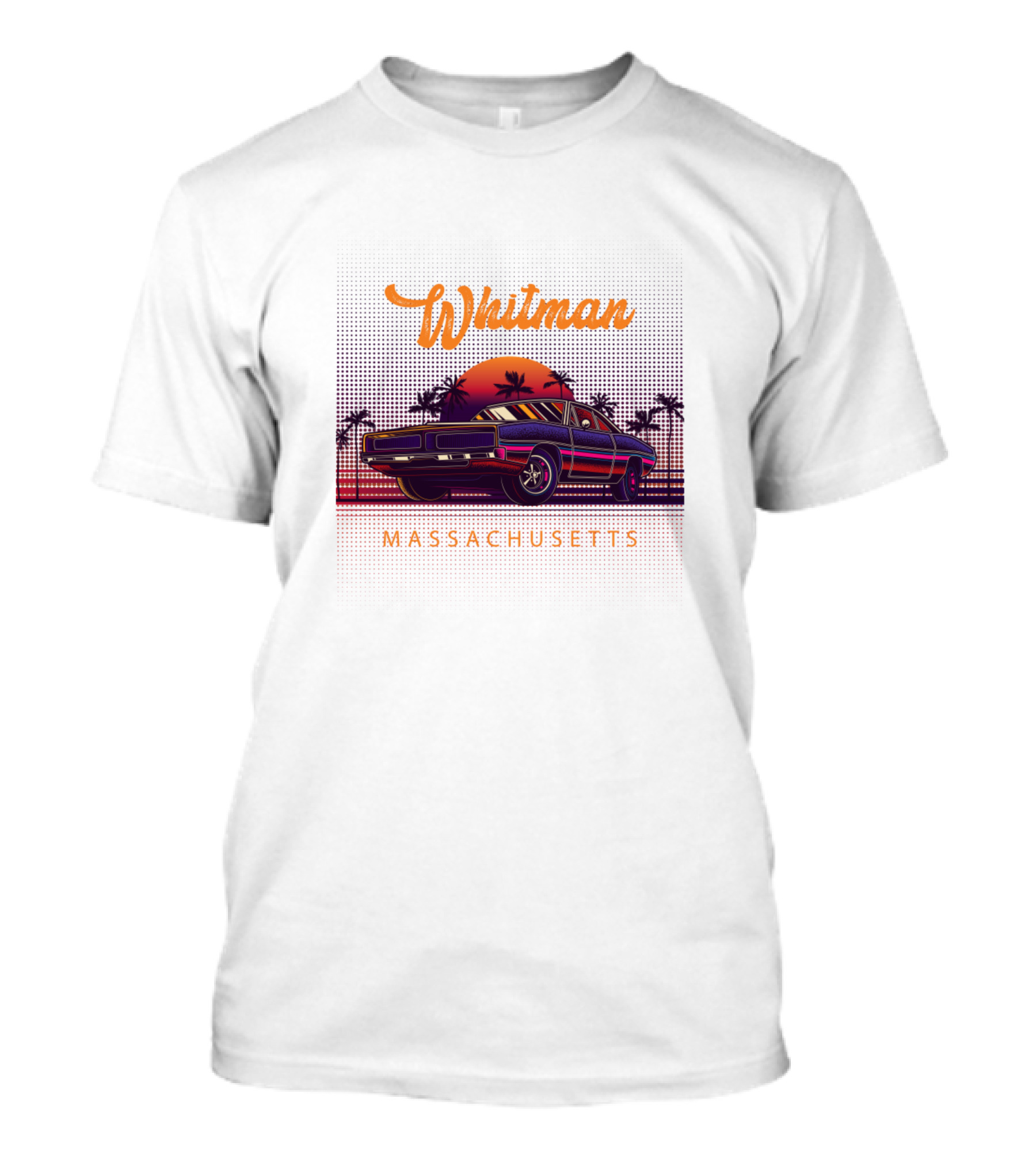 Whitman Massachusetts Vintage Muscle Car Retro Sunset T-Shirt