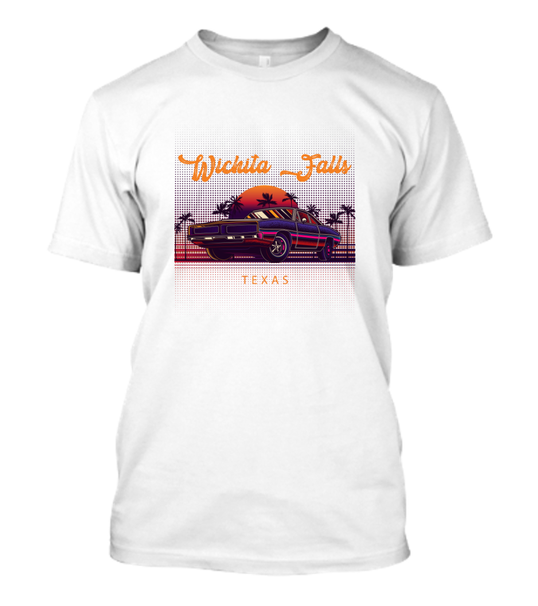 Wichita Falls Texas Vintage Muscle Car Sunset T-Shirt