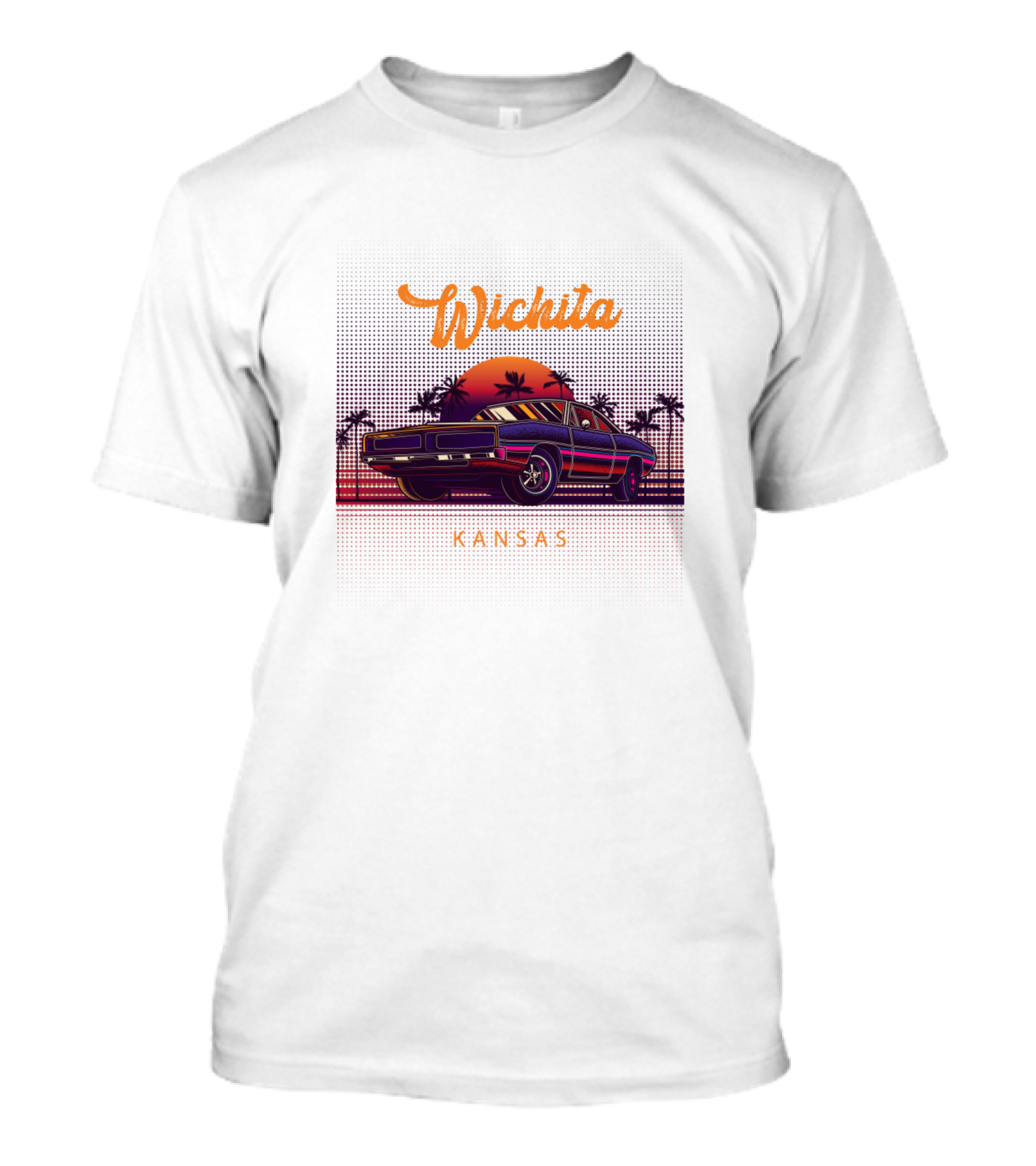 Wichita Kansas Vintage Muscle Cars Sunset T-Shirt