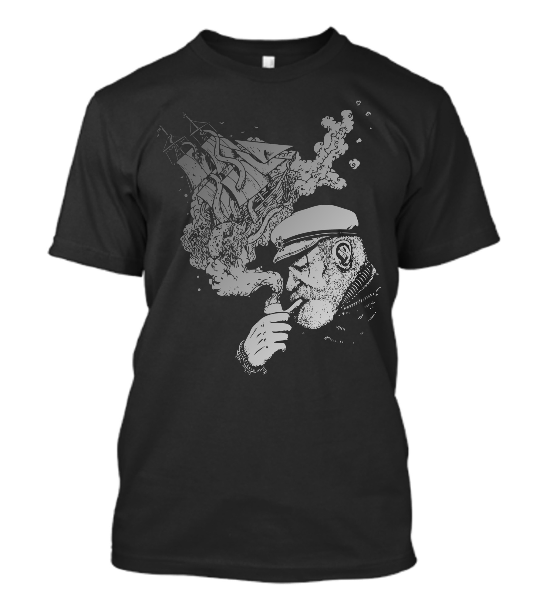 A Captain Smoking With Ship In Smoke T-Shirt