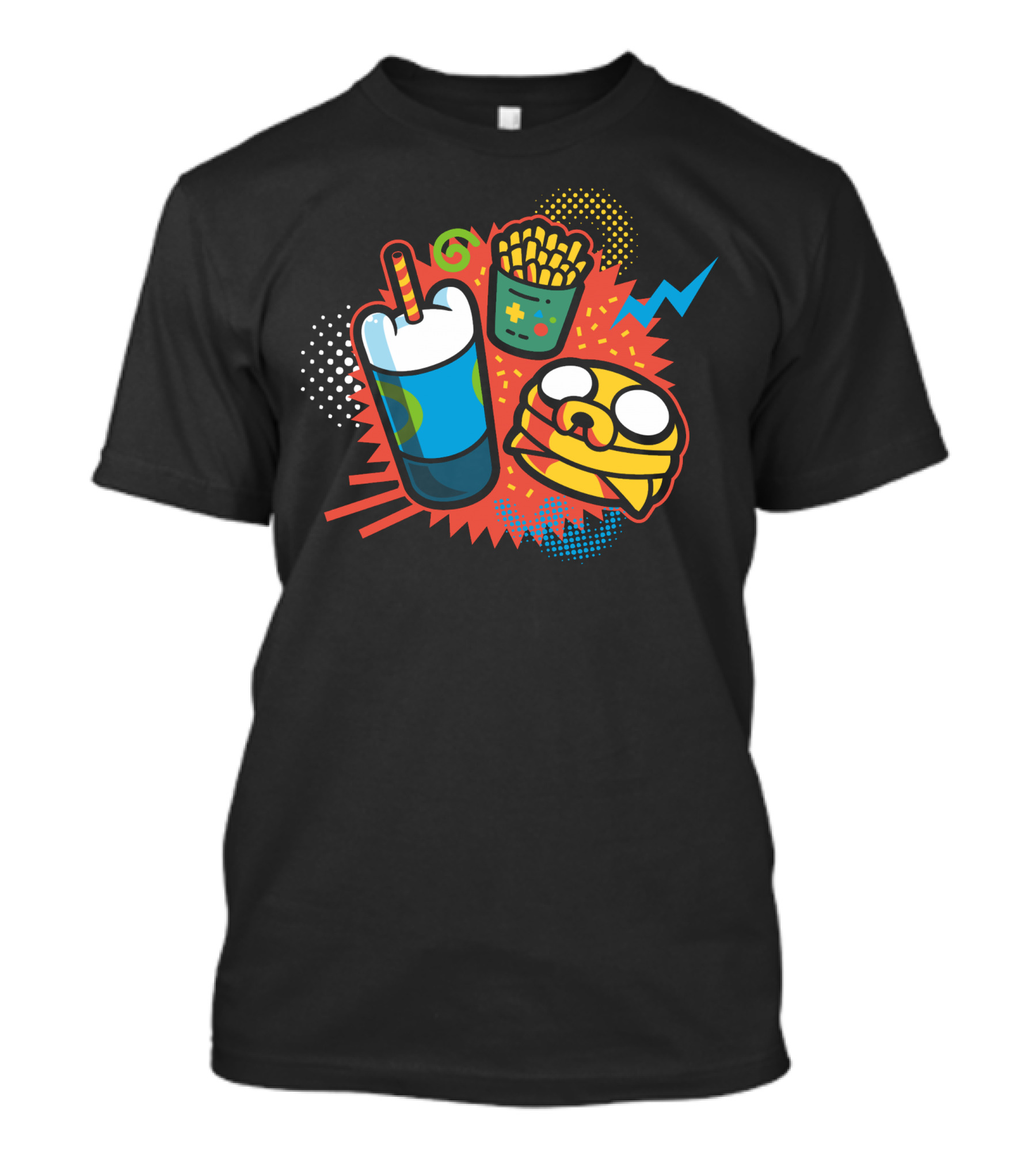 Adventure Time Jake Burger Fries And Drink Pop T-Shirt