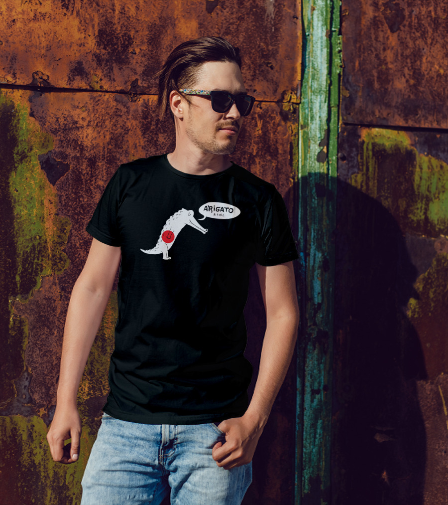 Arigato Alligator With Japanese Flag T-Shirt