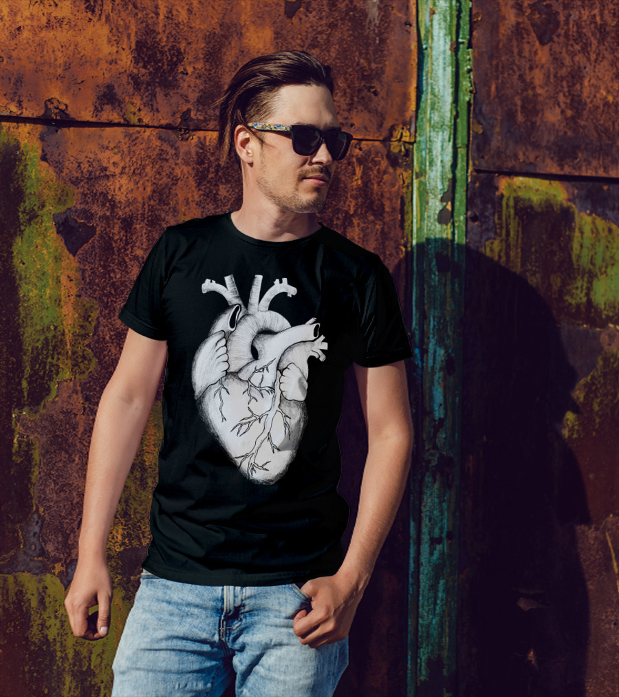 Anatomical Heart Sketch With Veins And Arteries T-Shirt