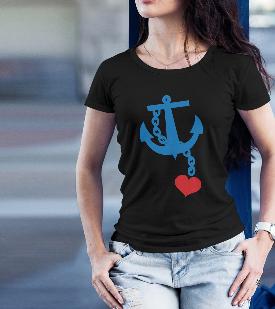 Anchor With Red Heart Charm T-Shirt