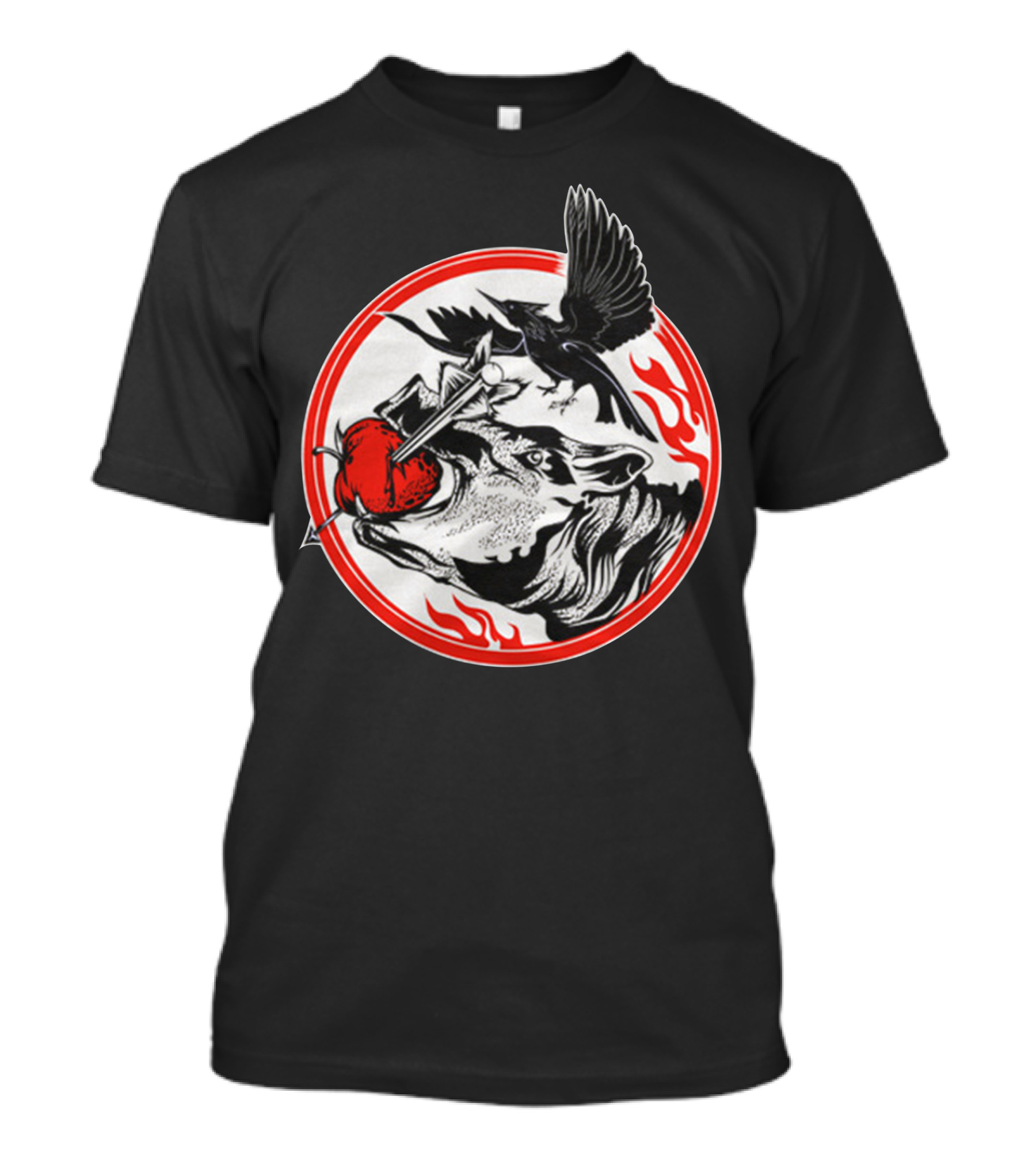 Arrow Through Apple With Bird And Tiger In Red Circle T-Shirt