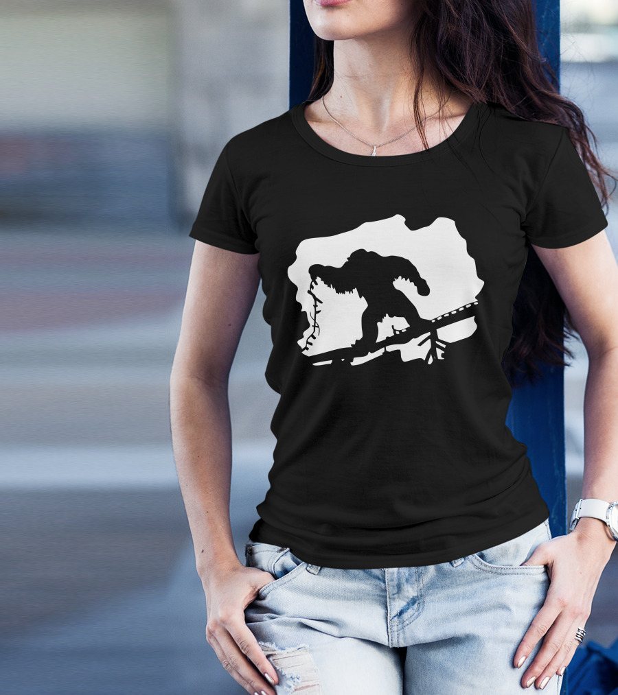 Beware The Legend Bigfoot On Train Tracks T-Shirt