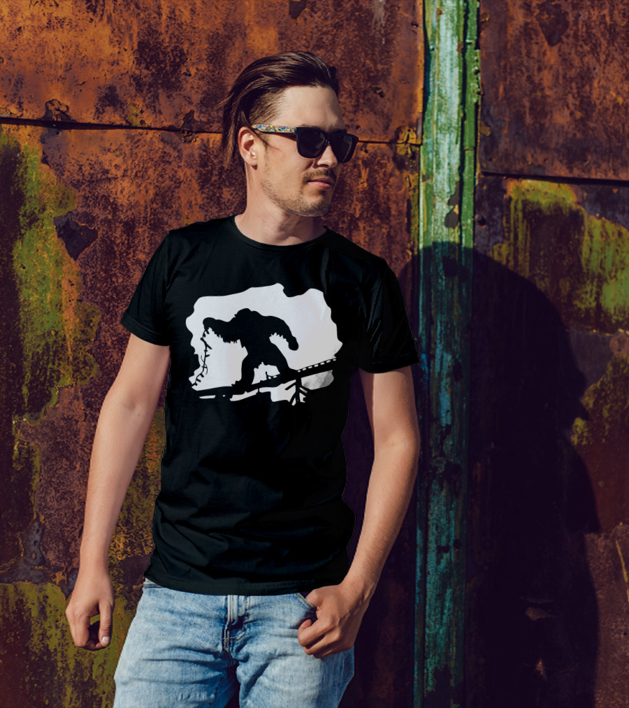 Beware The Legend Bigfoot On Train Tracks T-Shirt