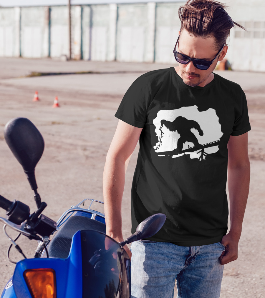 Beware The Legend Bigfoot On Train Tracks T-Shirt
