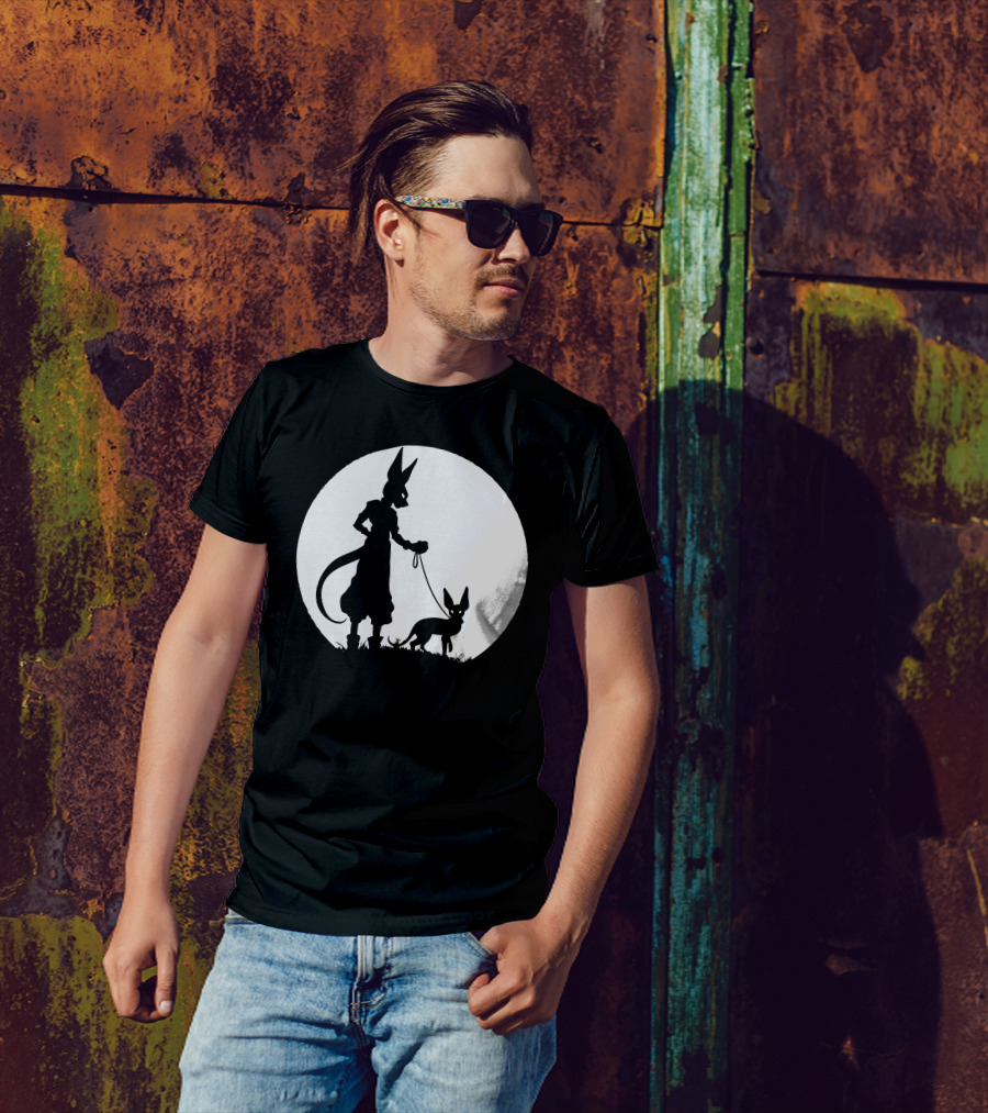Bill And Cat Silhouette Under Full Moon T-Shirt
