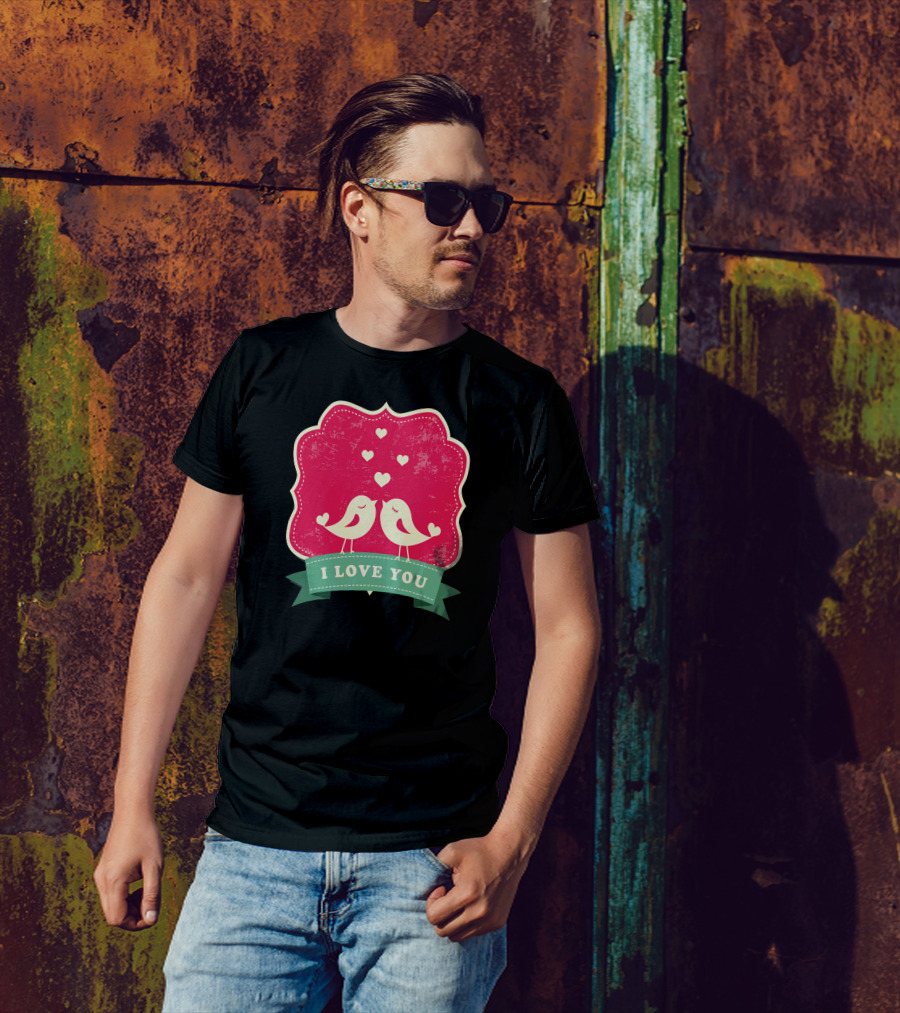 Bird Of Valentine I Love You Hearts Romance T-Shirt