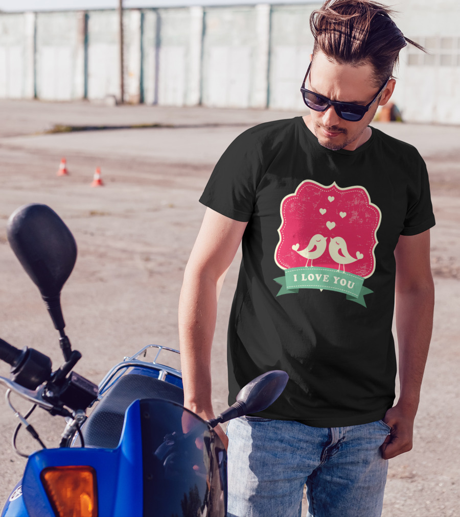 Bird Of Valentine I Love You Hearts Romance T-Shirt