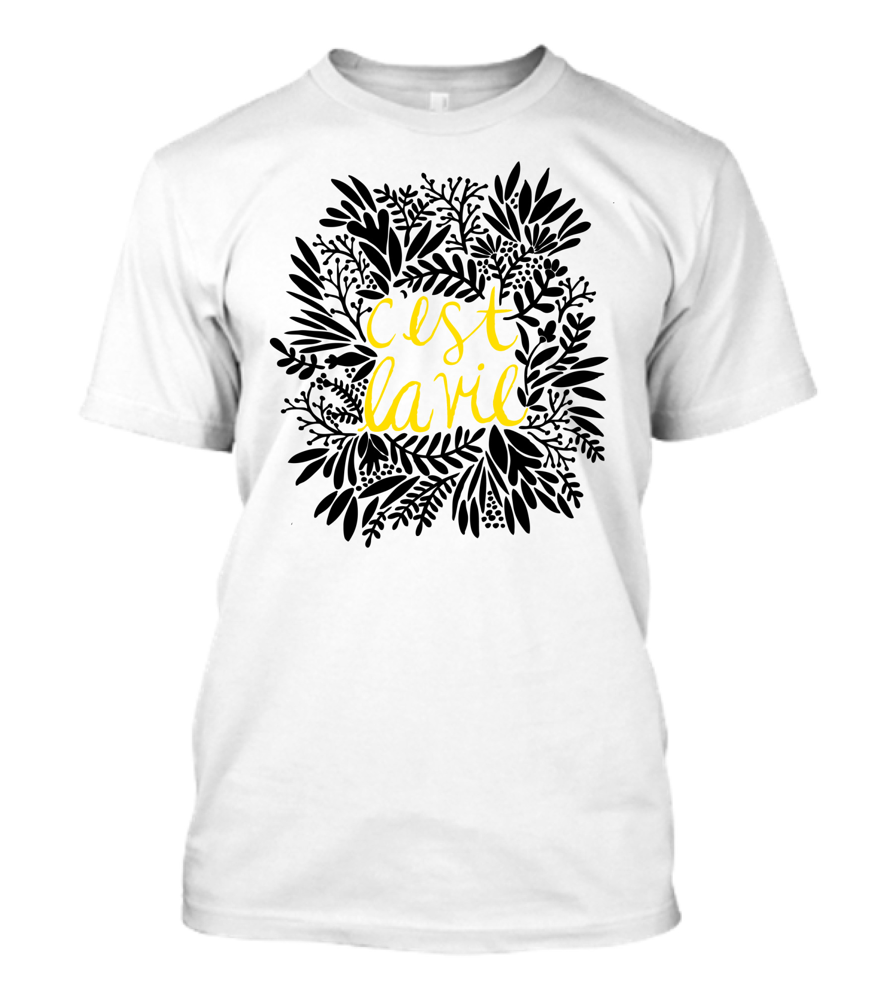 C'est La Vie Black In Yellow Botanical T-Shirt
