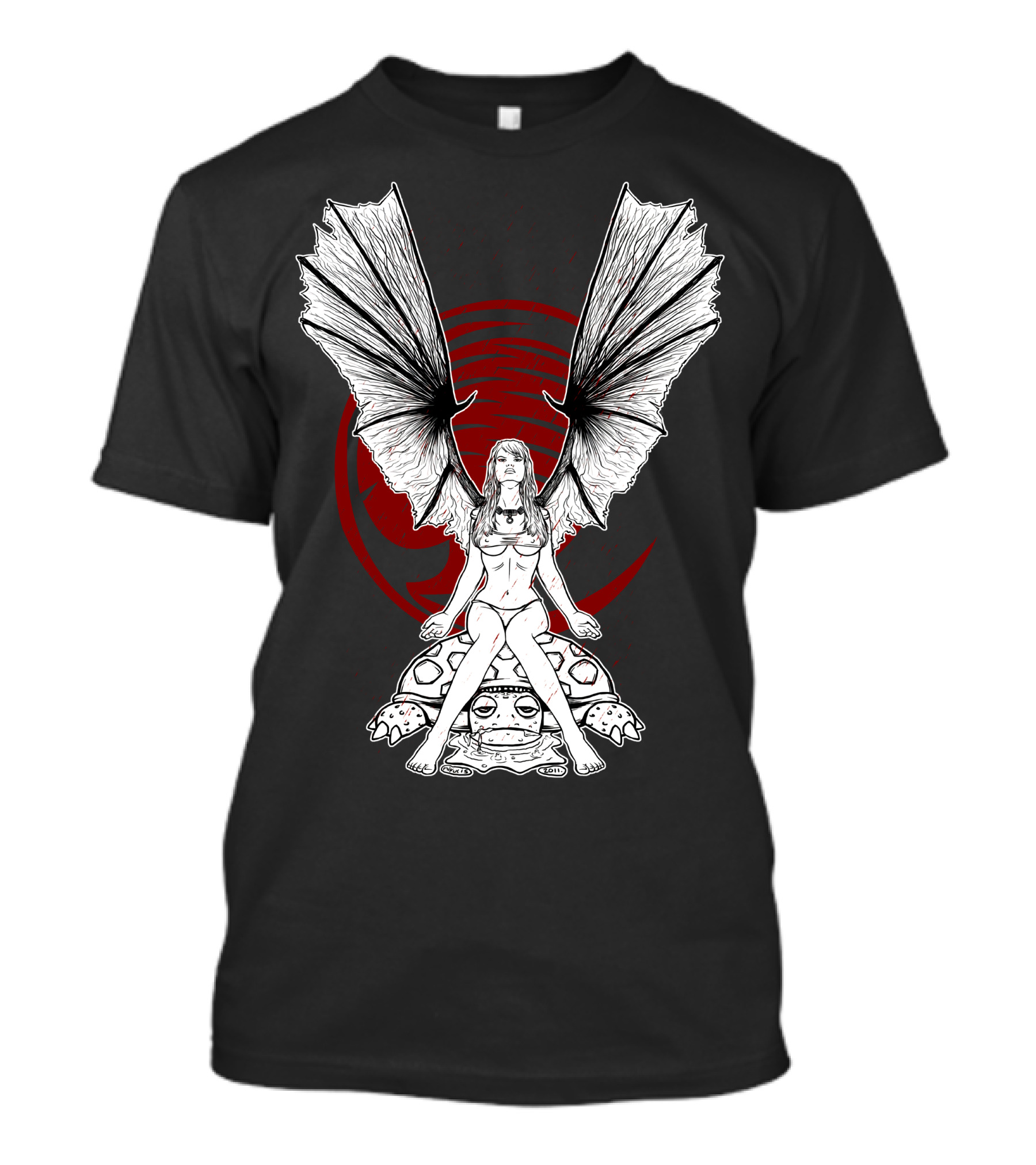 Blood Fairy Winged Creature On Mushroom With Red Circle T-Shirt