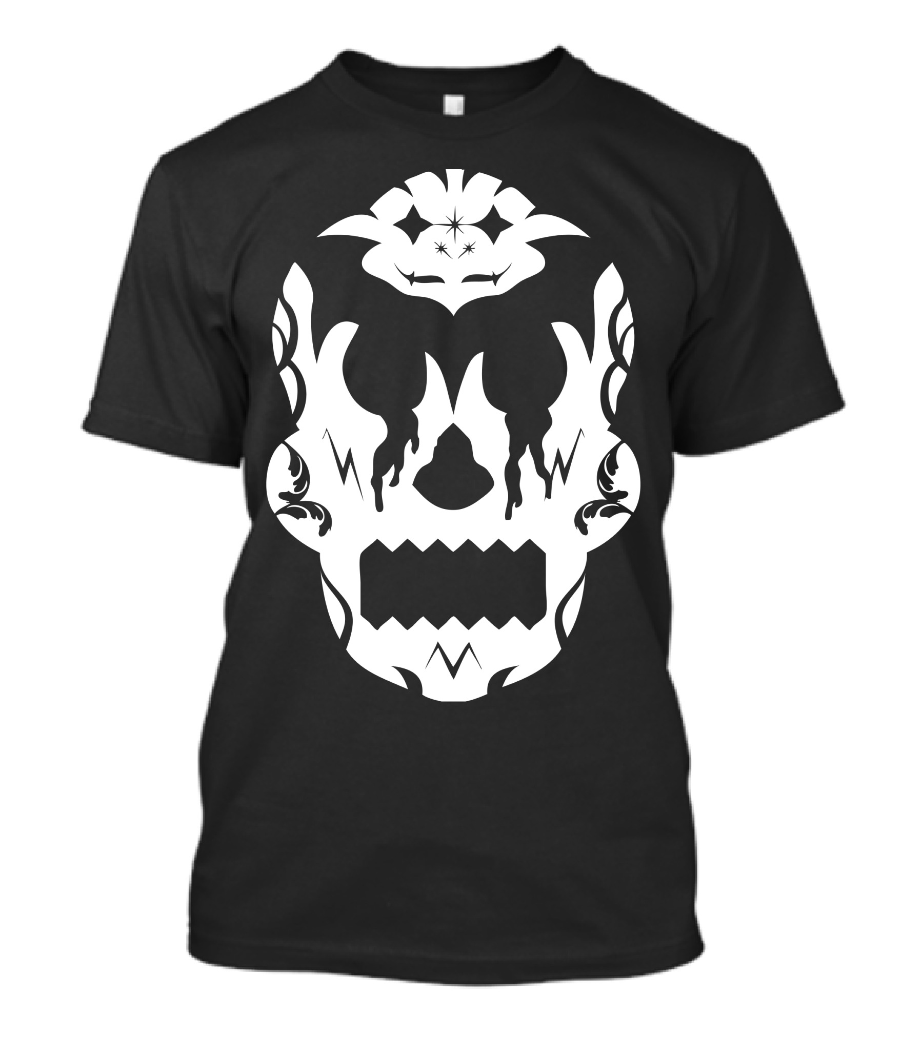 Bloodlust Skull Dripping Flames And Stars T-Shirt