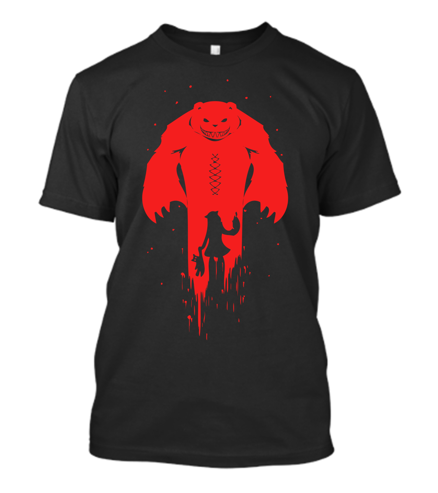Bloody Annie Red Bear Silhouette With Shadowy Figure T-Shirt