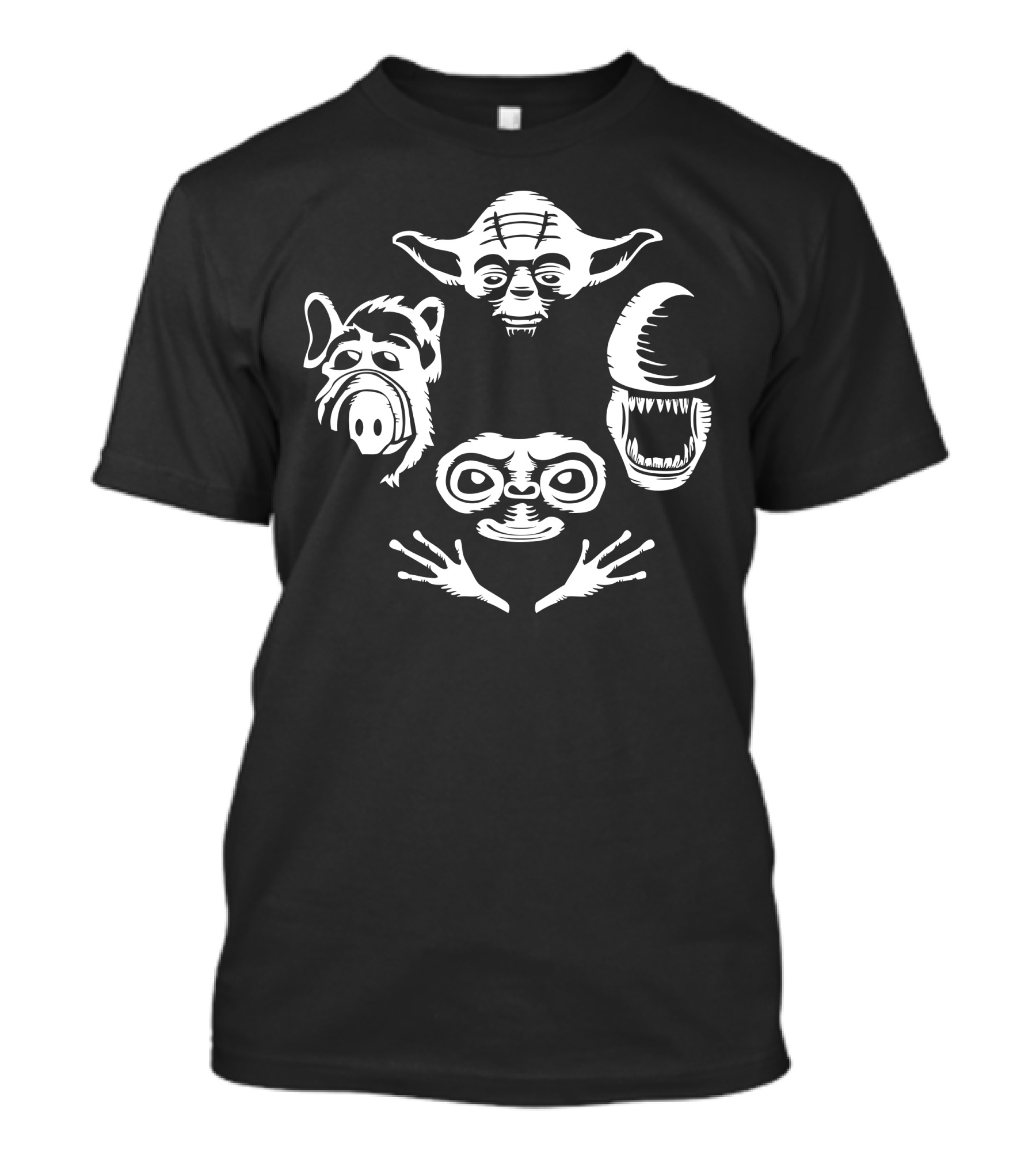 Bohemian Aliens Yoda Alf ET Predator Faces T-Shirt