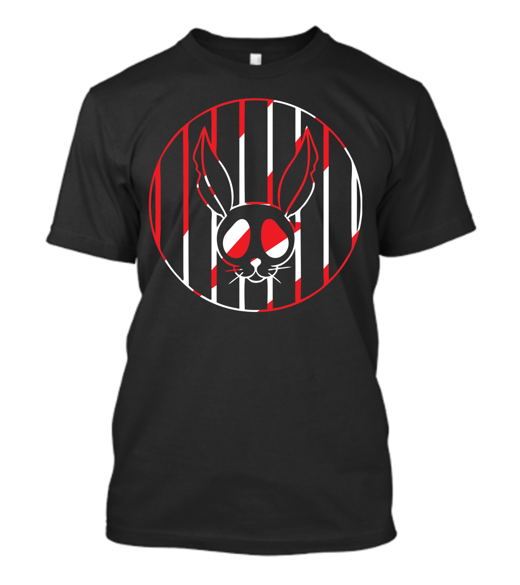 Bunny Skeleton Red Black Stripes T-Shirt