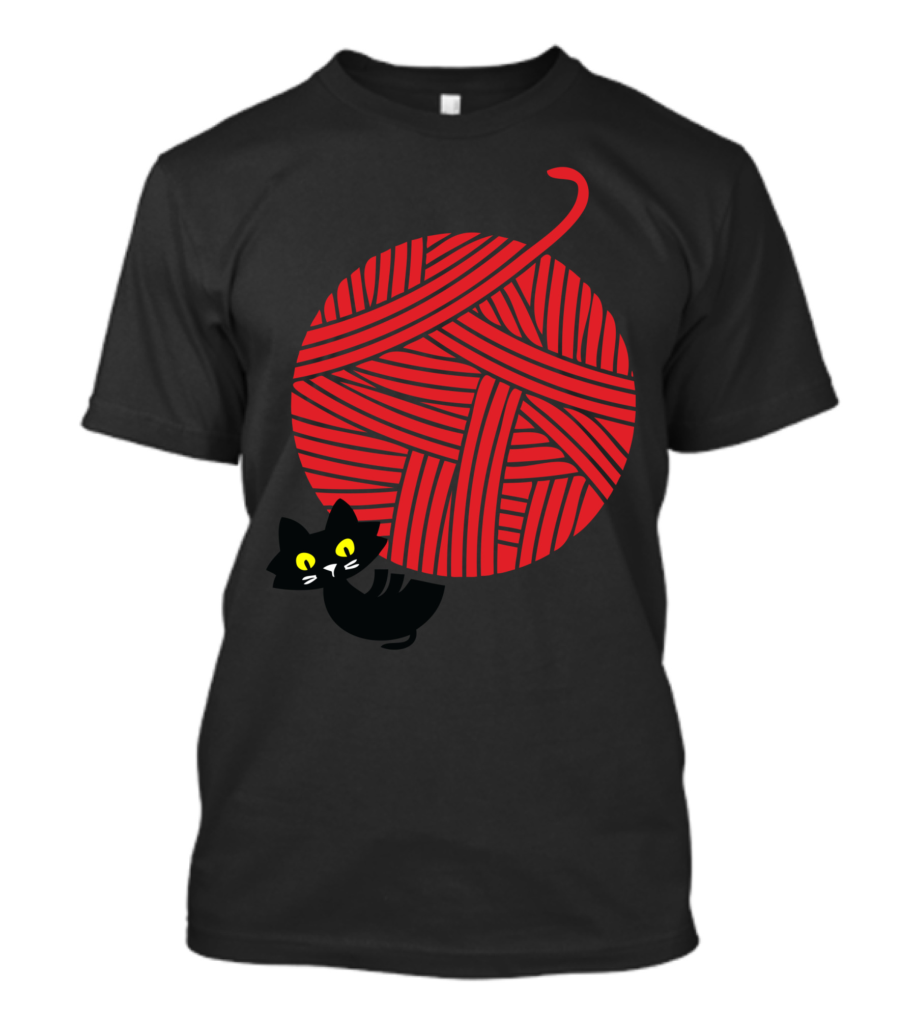 Cat And Giant Red Yarn Ball T-Shirt