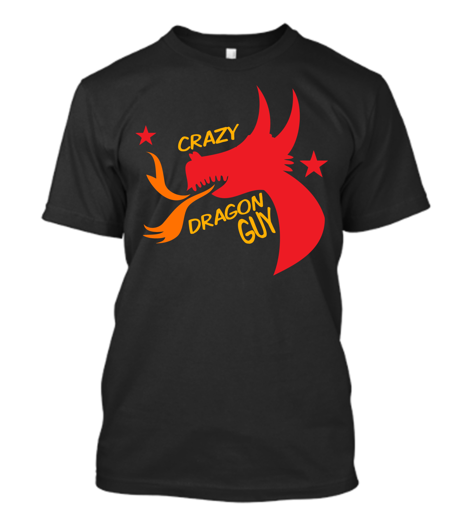 Crazy Fire-Breathing Red Dragon Guy With Stars T-Shirt