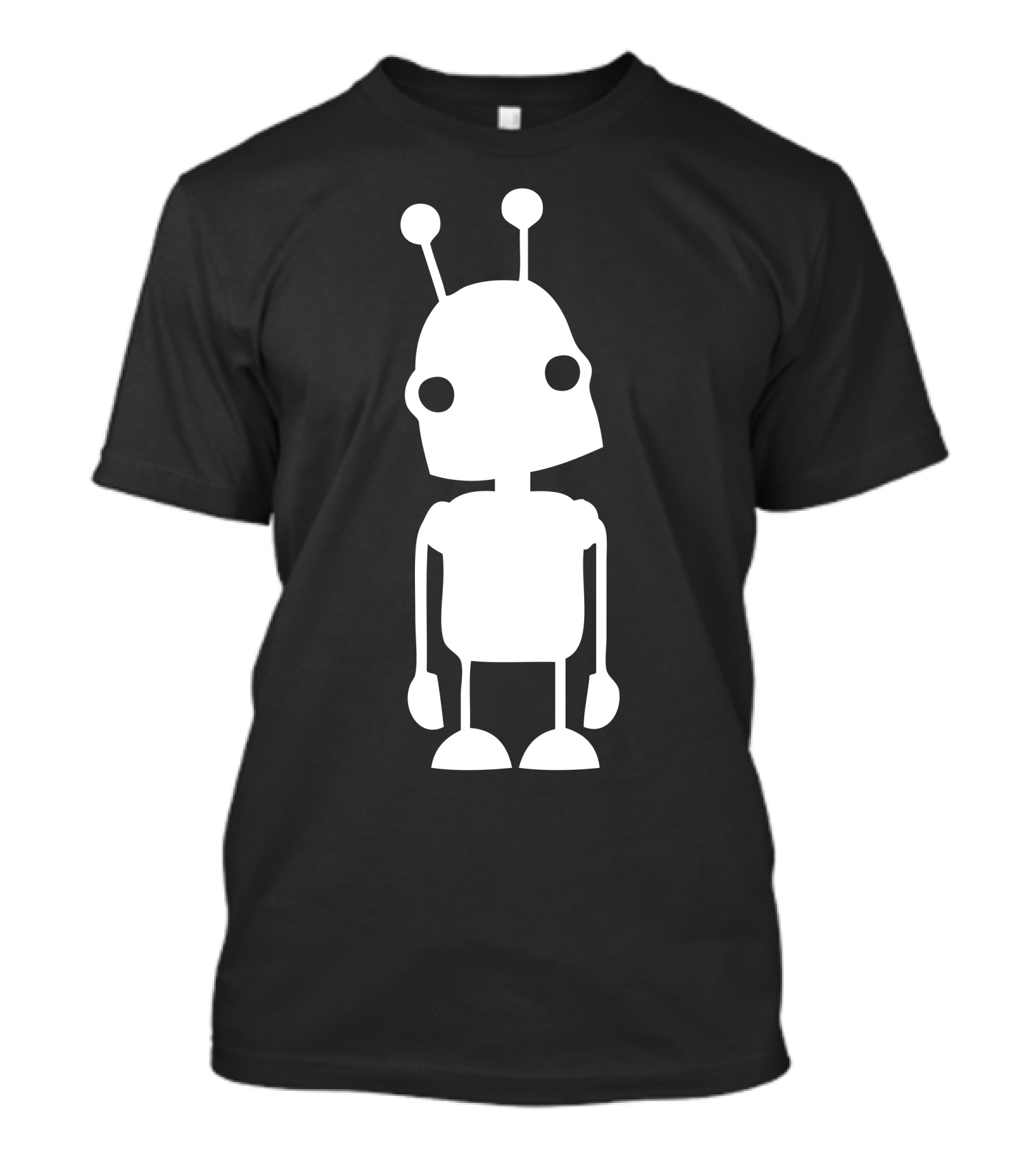 Curious Bot Whimsical Robot With Antennae And Black Eyes T-Shirt