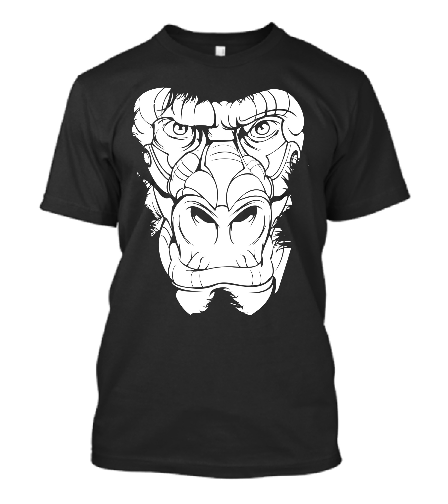 Da Gorilla Face Monochrome Fierce Expression T-Shirt