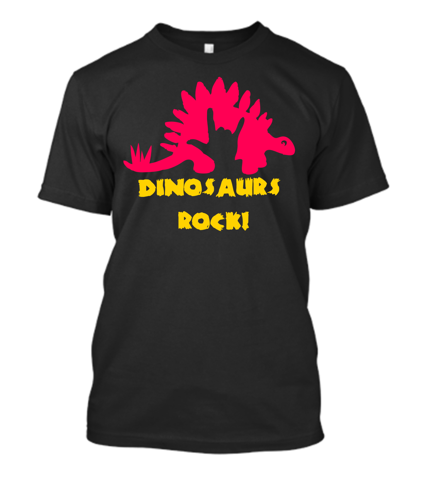 Dinosaurs Rock Stegosaurus Hand Gesture Fun T-Shirt