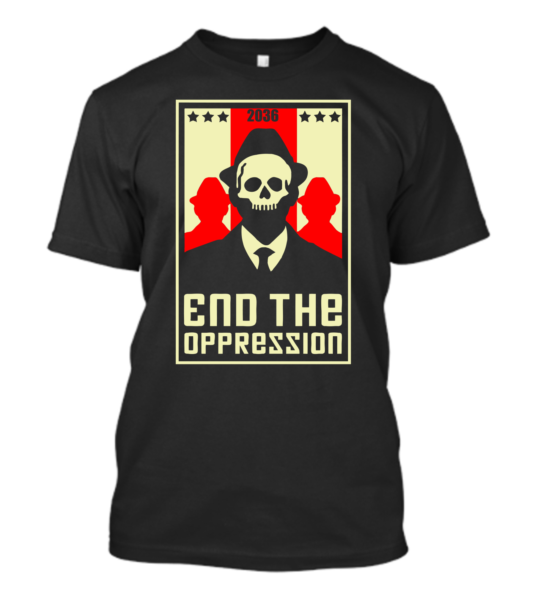 2036 End The Oppression Skull Suit Red T-Shirt