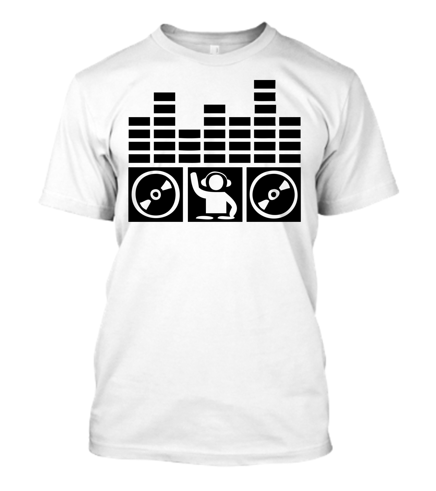 Equalizer DJ Vinyls Music Icon With Vinyl Records And DJ Headphones T-Shirt